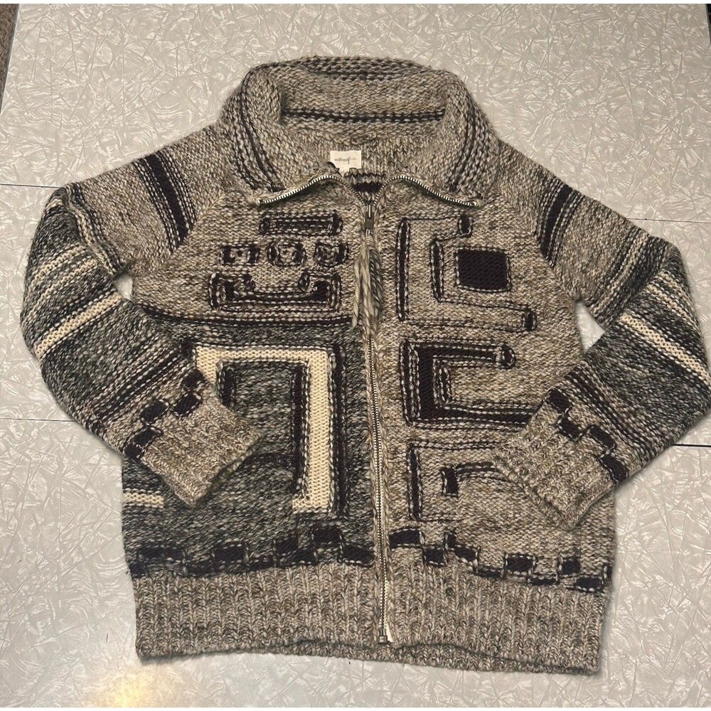 Aritzia Wilfred Free Alpaca Wool Zip Cardigan Sweater Italian knit size Large